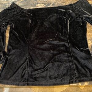 BOSTON PROPER black velour off the shoulder bell sleeve top L NWOT